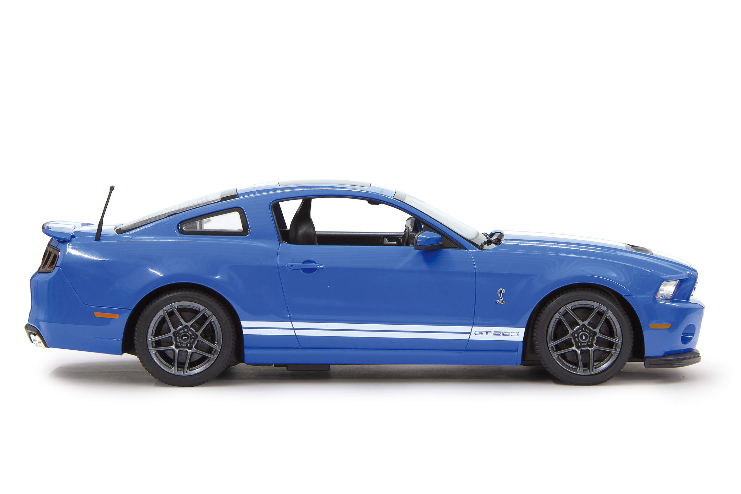 JAMARA 404540 - Shelby GT500 1:14 2,4 GHz - oficjalnie licencjonowany, do 1 godziny jazdy przy 11 km/h, LED, idealnie odtworzone szczegóły, szczegółowe wnętrze, wysokiej jakości wykonanie, niebieski
