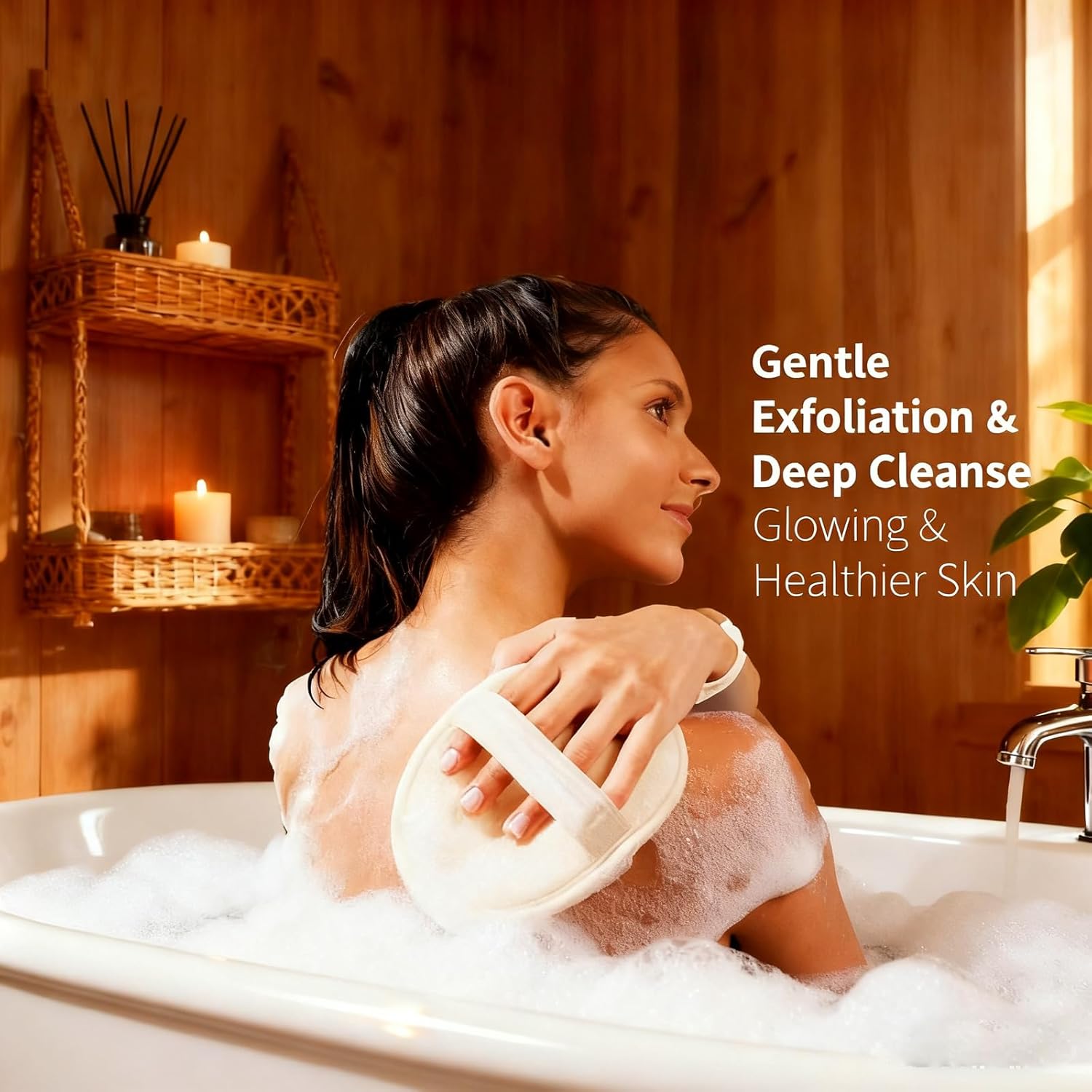 Natural Loofah Sponge - Exfoliating Body Scrubber for Shower & Bath, Biodegradable & Gentle for Face Body Women Men,Exfoliating Washcloth Alternative (2 Count, 1 Pack) - Image 2