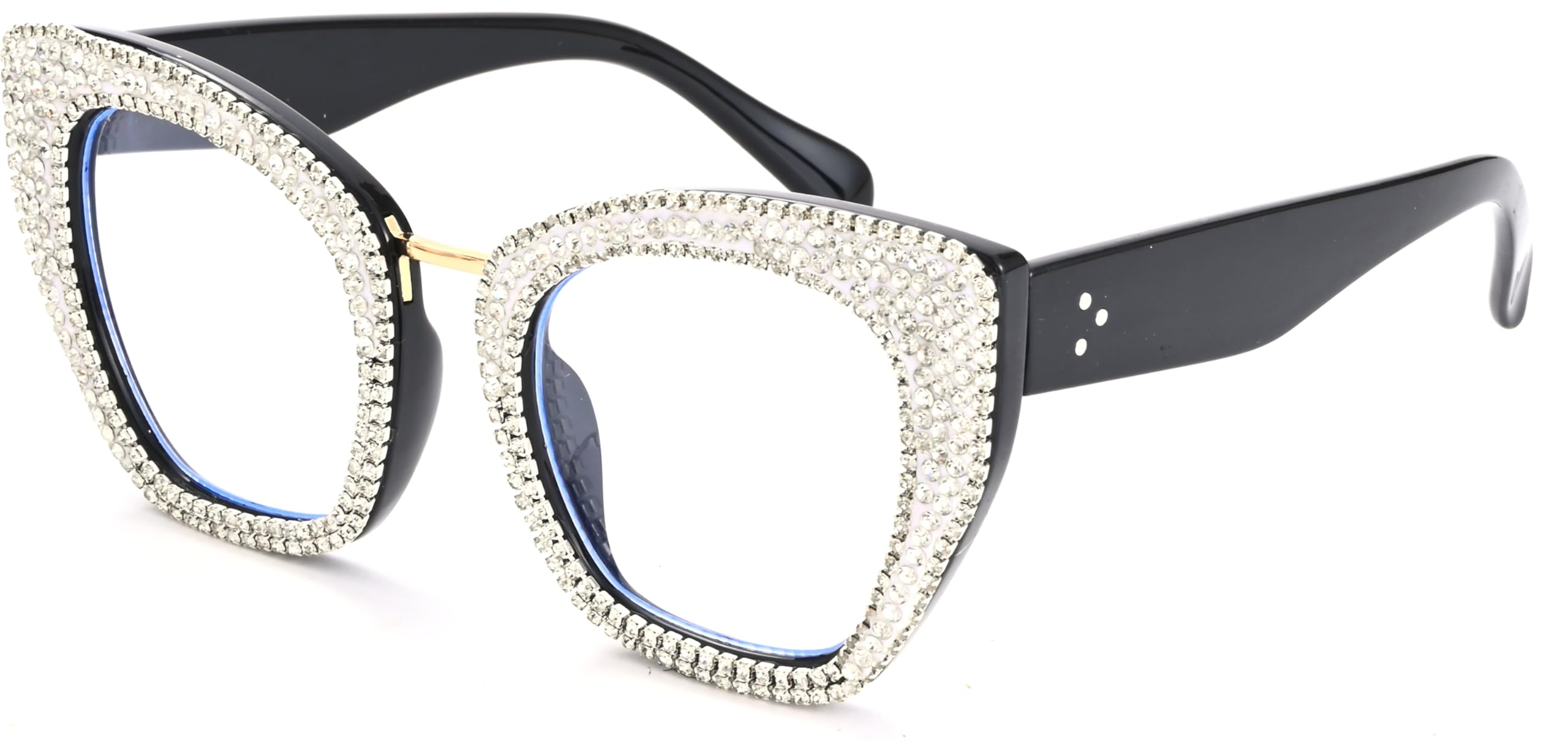 ICARA Cat Eye DesigneOversized Womens Luxurious Colorful Rhinestone Cat Eye Reading Glasses Photochromic Presbyopia Reader