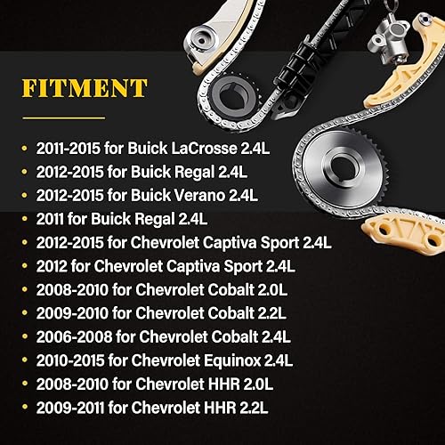 Miniatura 5 de OCPTY Kit de cadena de distribución para carril guía tensor, piñón de manivela de repuesto para Chevy para Buick para GMC para Pontiac para Saturn