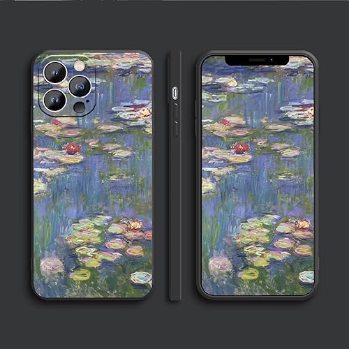 Miniatura 4 de MURLEBAY Funda compatible con iPhone 14 Pro, diseño de lirios de agua por Claude Monet Art para hombres y mujeres, bonita flor floral delgada a