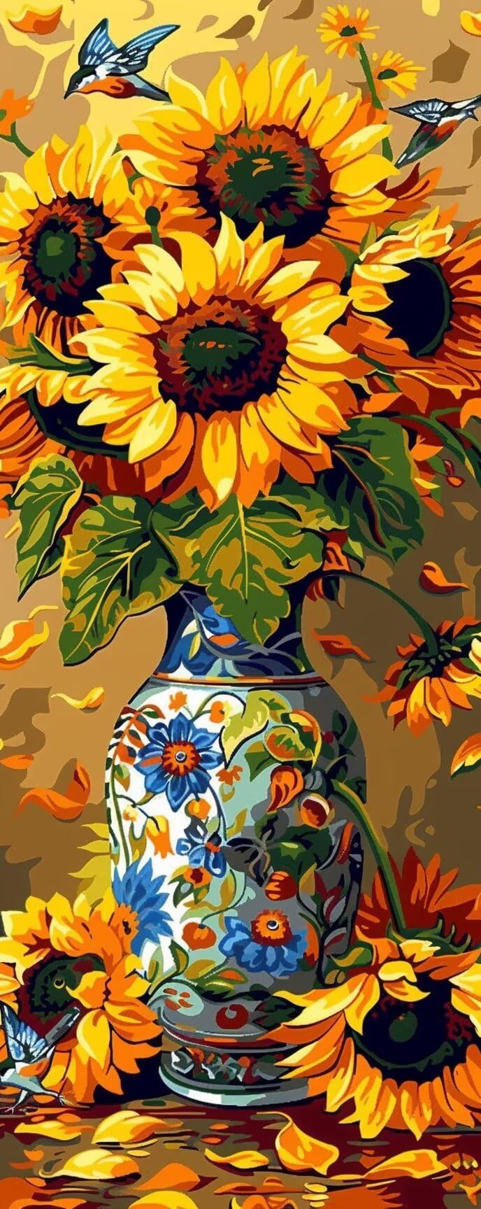 Pintar por Numeros Flor Girasol Pintar por Numeros Adultos 40x100cm Sin Marco,Lienzos Numerados para Pintar por Numeros Niños DIY Kit de Pintura por Numeros con 3 Pinceles,Hogar Decoración Regalo yf40