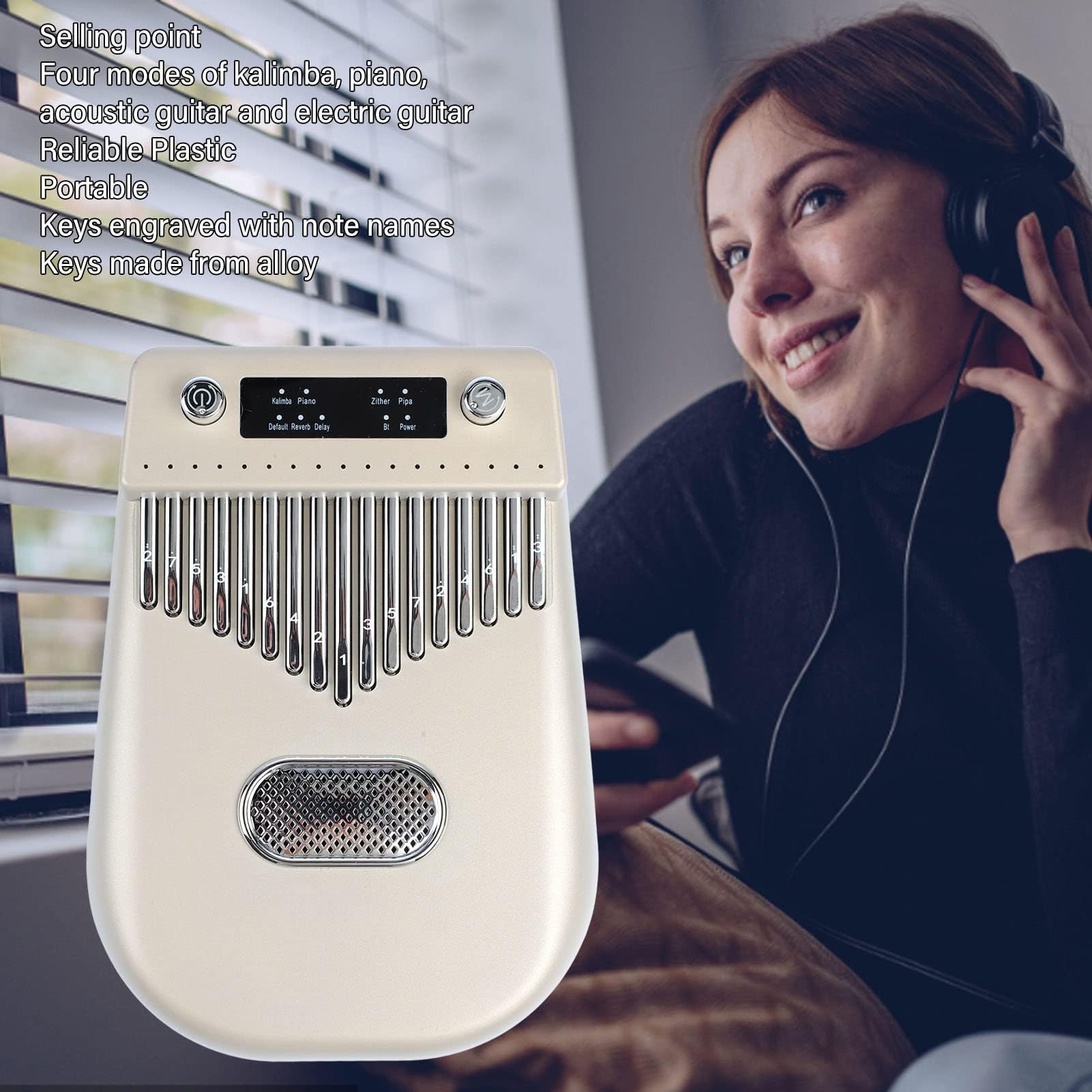 17 Tasti Elettronico Kalimba Thumb Piano Smart Finger Piano Strumento Musicale con Spartiti per Principianti Adulti per Bambini (Oro)