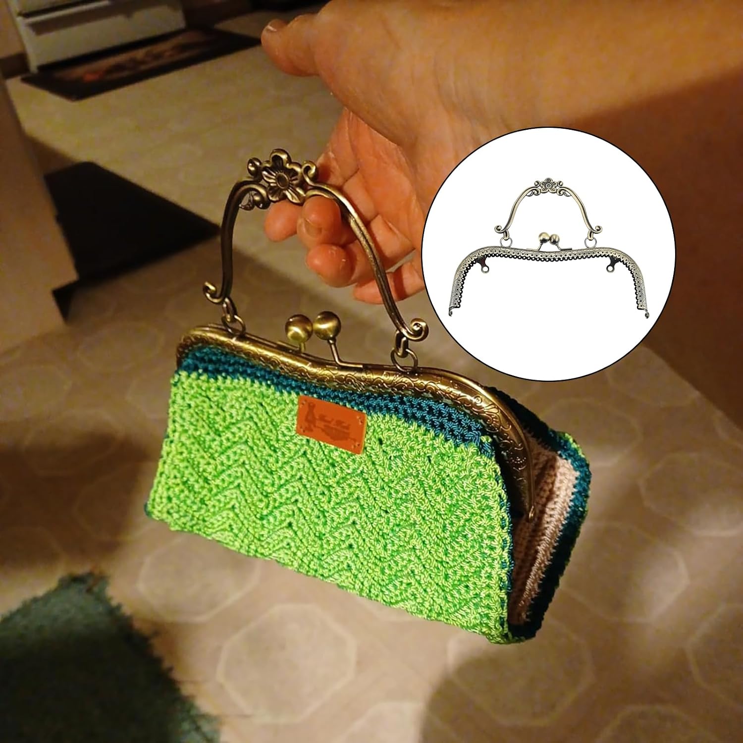 Mtsooning 5 PCS 8" Metal Kiss Lock Purse Frame with Handle