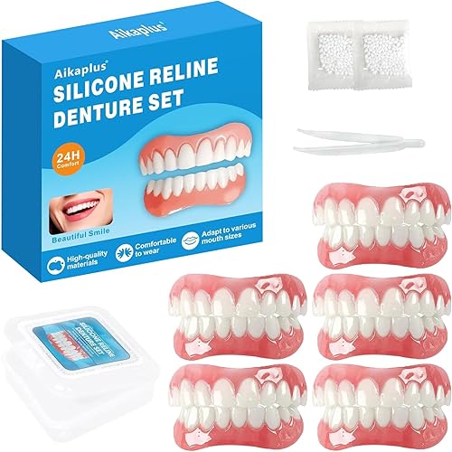 Moldable False Teeth - Silicone Dentures - Men and Veneers Teeth for Women - Upper and Lower Matching Set - Fix Your Smile at Within Minutes-5PCS