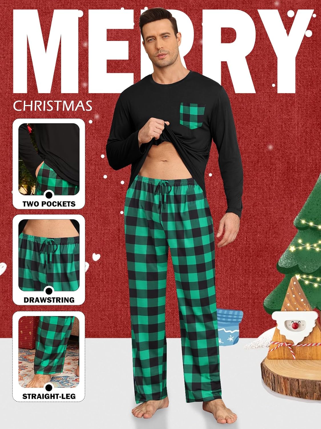 Couple Matching Plaid Pajama Set Christmas Pjs for Men Women Long Sleeve Sleepwear Lounge Set With Pockets S-3XL - Image 5