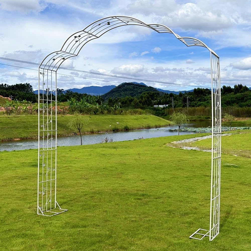Metal Garden Arch, Outdoor Arbor for Climbing Plants, Wedding & Party Arch Trellis, White (160cm)(160cm)