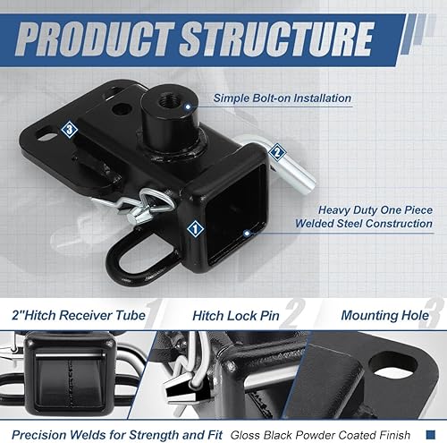 Miniatura 2 de Auto Dynasty Receptor y pasador de remolque de parachoques trasero de 2 pulgadas de clase 3 de fábrica, compatible con Ram 1500 2019-2023,