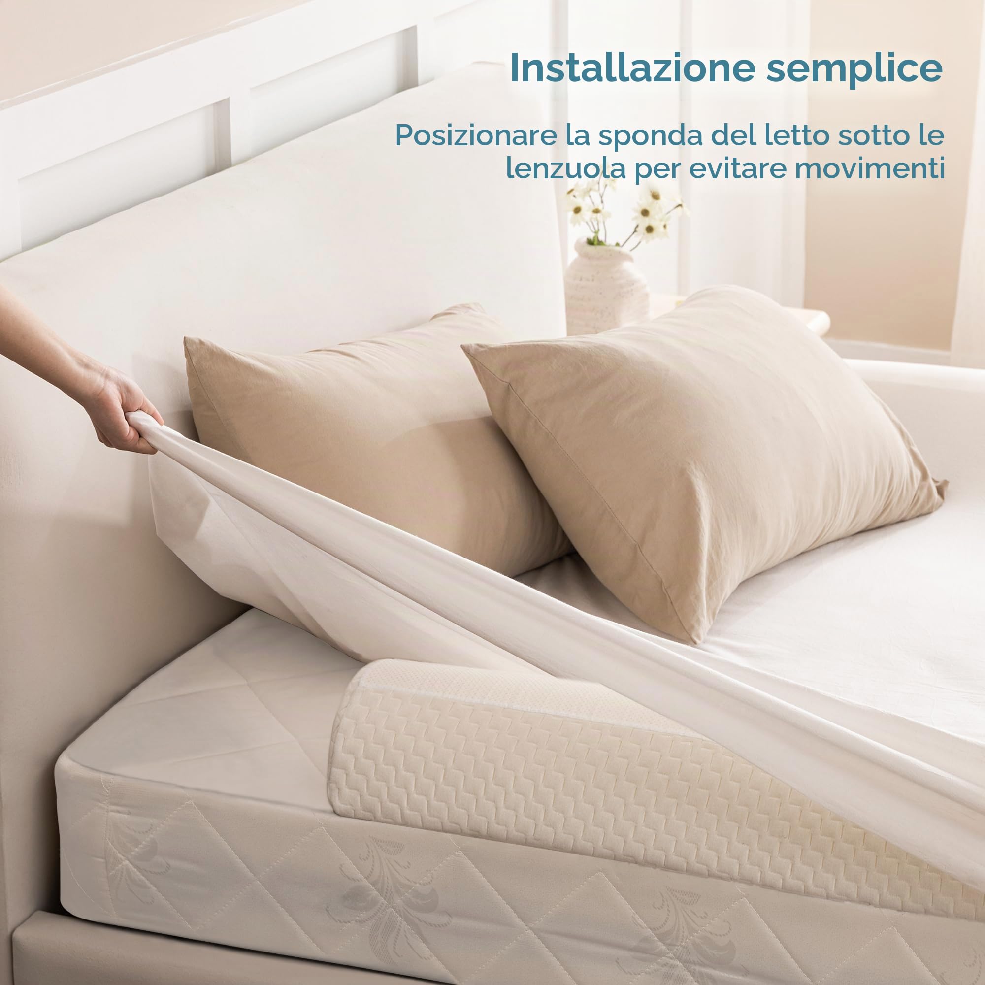 HBselect 2 pezzi Barriere Letto Bambini Antiscivolo Memory Foam Morbido | Paracolpi Lettino Protezione Bambini Sponda Letto per Neonati Cuscino di Sicurezza con Federa Rimovibile Paraurti Culla