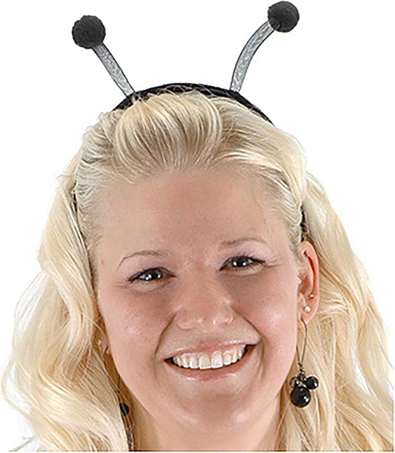 Black Bug Antennae Headpiece - Flexible Mesh Stems with Pompom Tips, One Size, Costume Accessory - Image 2
