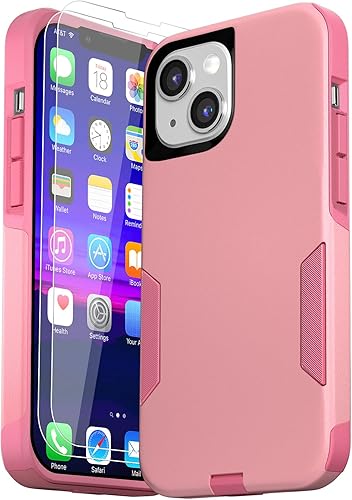 Funda para iPhone 13 con 2 protectores de pantalla de vidrio templado, resistente grado militar, protección de cuerpo completo, a prueba de golpes,