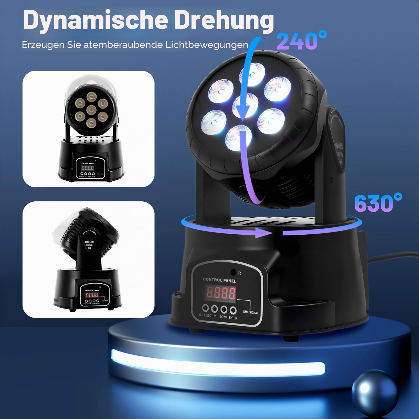 Moving Head Partylicht 4-in-1 LED Discolicht Partylicht Mini Bühnenlicht mit Fernbedienung Geeignet für DJ Bar Club Bühne Halloween Weihnachten Party