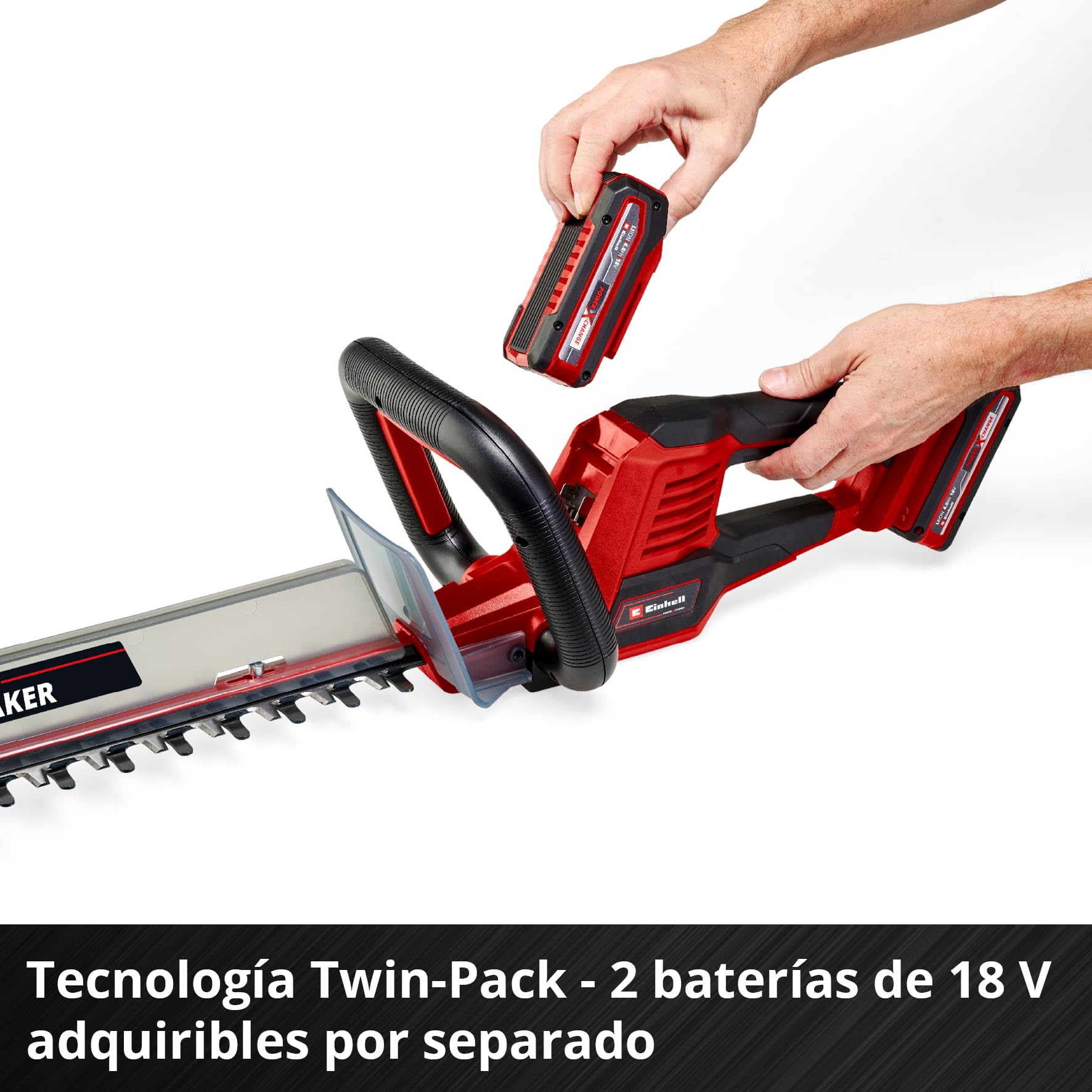 Einhell Recortasetos con batería GE-CH 36/61 Li-Solo Power X-Change (36V, Engranaje metálico, Longitud de Espada 67 cm, Distancia Entre Dientes 26 mm, Incl. carcaj, sin batería ni Cargador)