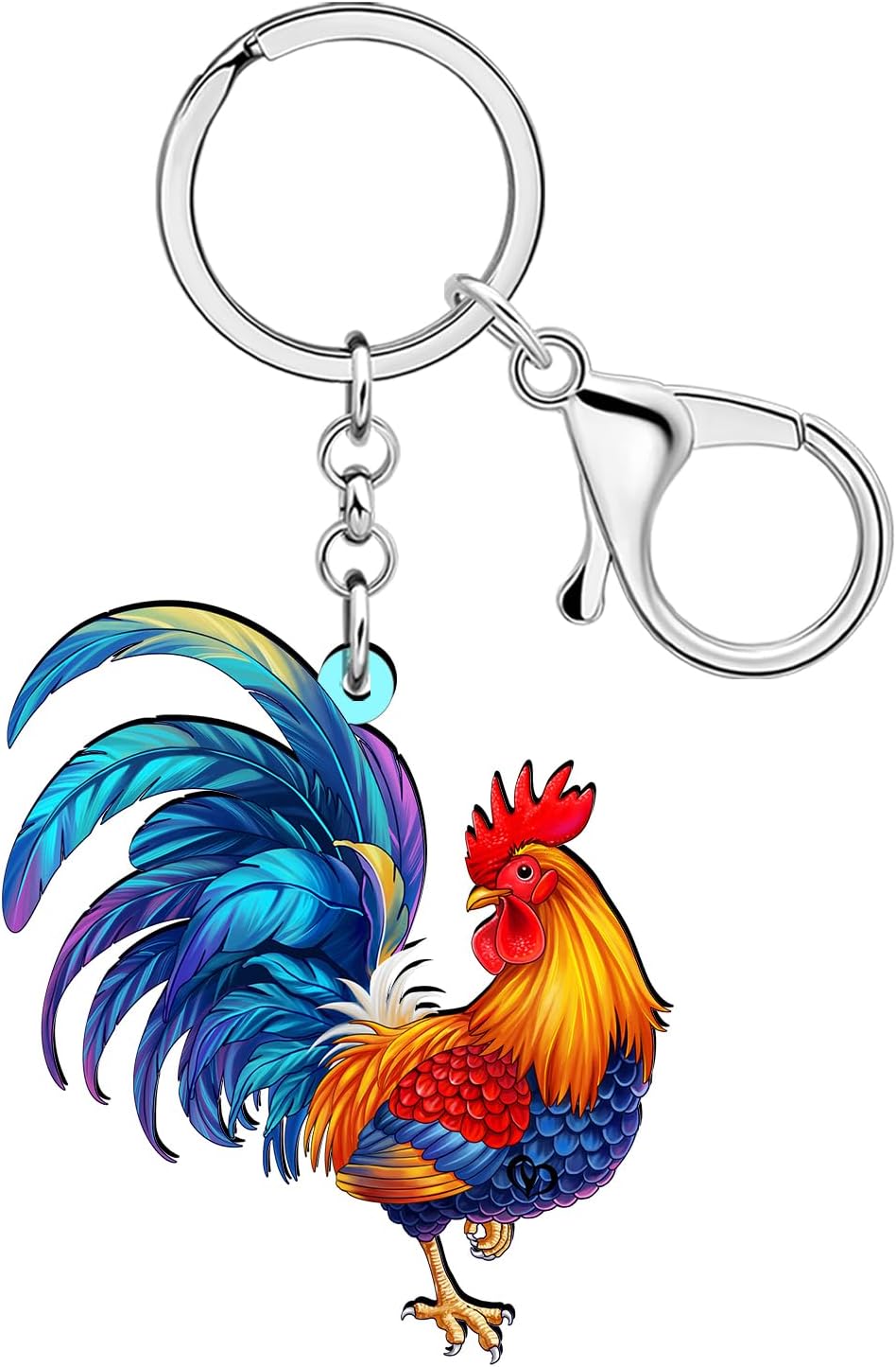 Acrylic Rooster Gifts Chicken Keychain Farm Animal Jewelry Backpack Charms Car Key Chain Accessories for Women Girls