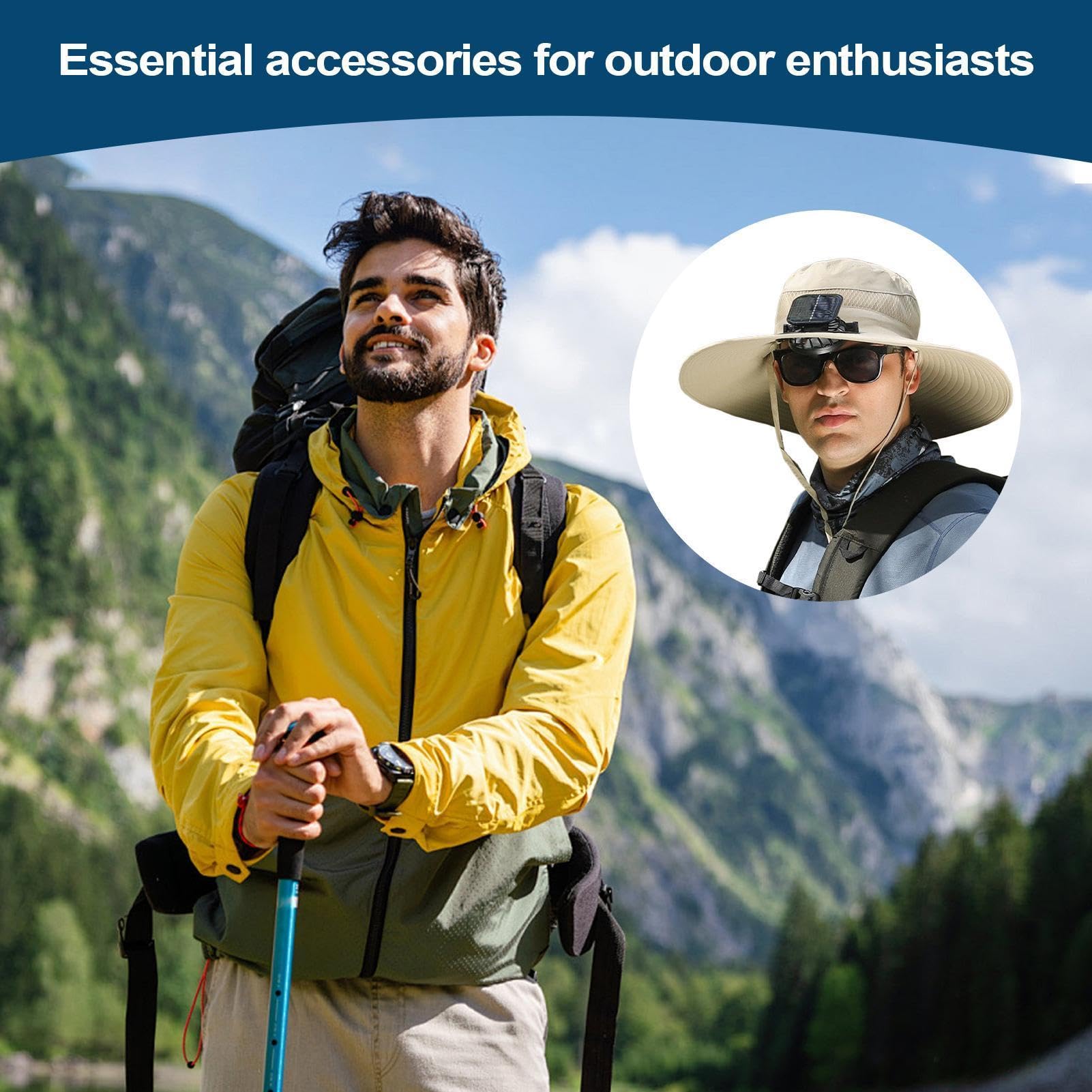 Générique Cappello Ventilatore Anti-UV - Attrezzature Outdoor Personale Anti- Cappello A Ventilatore Solare | per Pesca, Escursionismo, Spiaggia, Viaggi, Vacanze, Escursioni Zaino