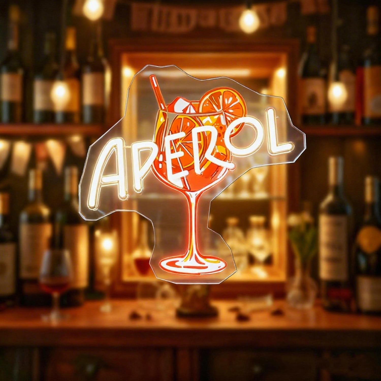 Dimmbares LED Neon Bar Schild für Zuhause Kneipe,Geburtstag, Karaoke,Restaurant,Weihnachtsfeier, Cocktail Neonschild Wanddeko im Zimmer, Barwagen Zubehör, Aperol Spritz Party Dekor