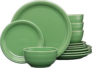 Fiesta® 12-Piece Bistro Coupe Dinnerware Set (Service for 4) – Durable Ceramic, Lead-Safe, Dishwasher/Microwave/Oven Safe – Made in USA Dinnerware - Meadow
