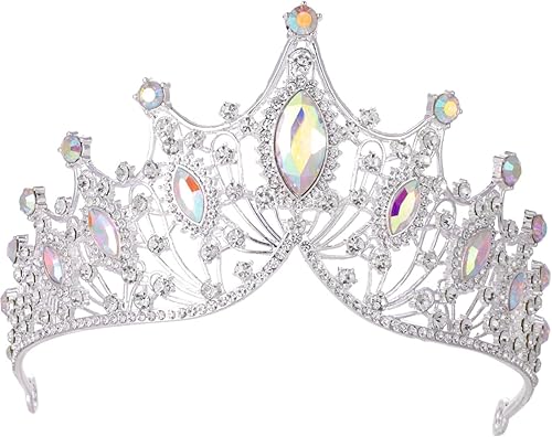 Vista 17 de Kamirola Corona de reina barroca, corona nupcial de diamantes de imitación y tiaras diadema de cristal para cumpleaños, graduación, concurso