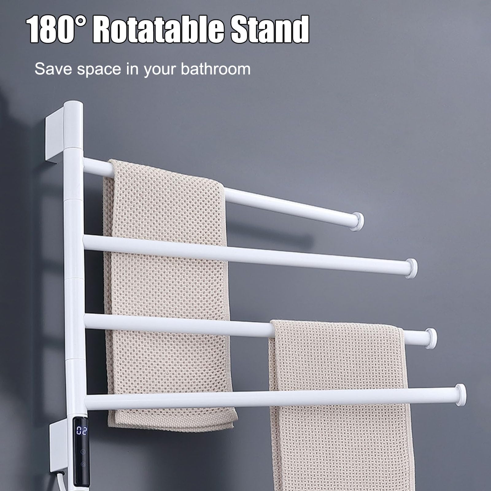 Heated Towel Racks Rotatable, Electric Towel Warmer for Bathroom Wall Mounted with Timer/Temperature Control,Brushed Gold