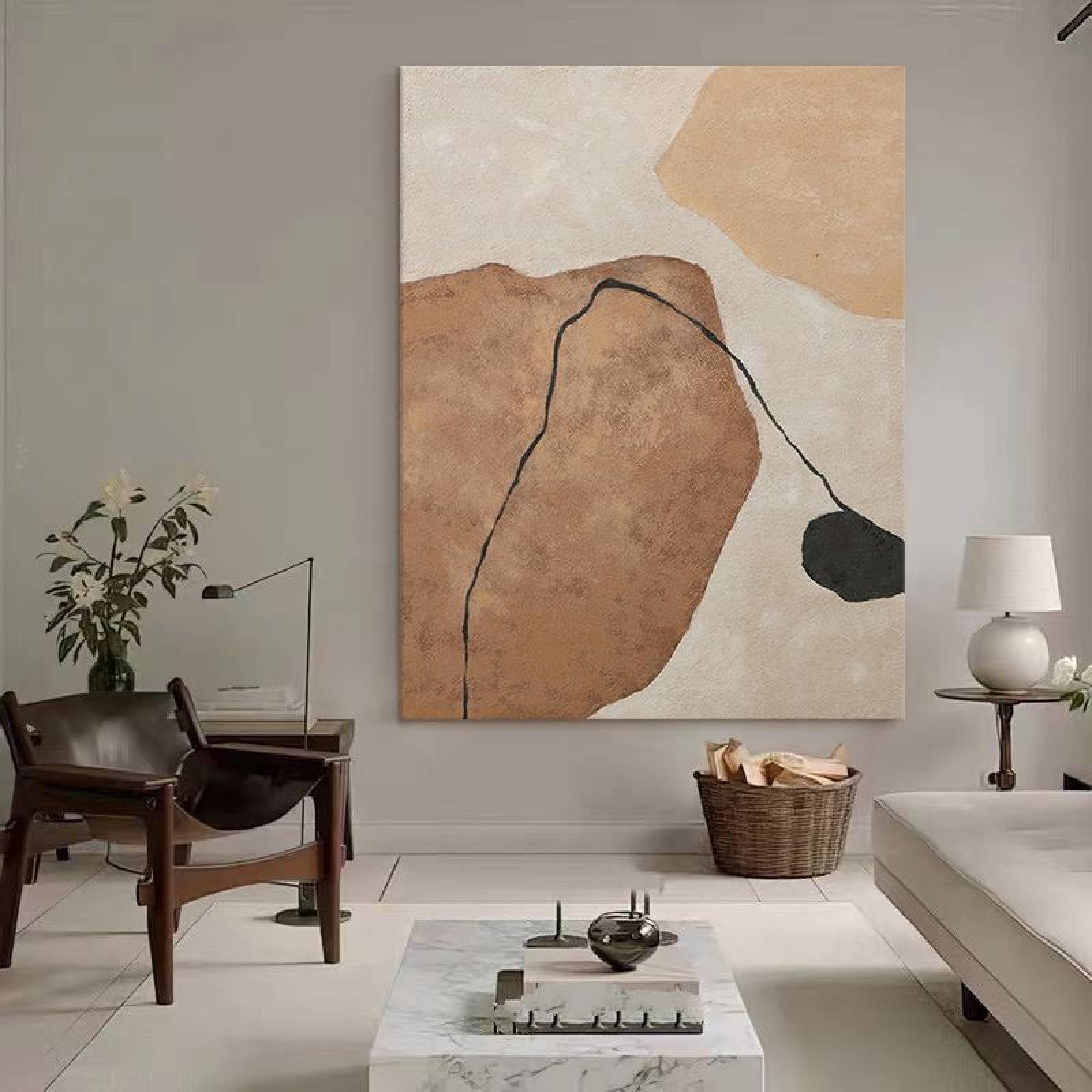 Peinture à l'huile salon grand format pour mur de toile chic