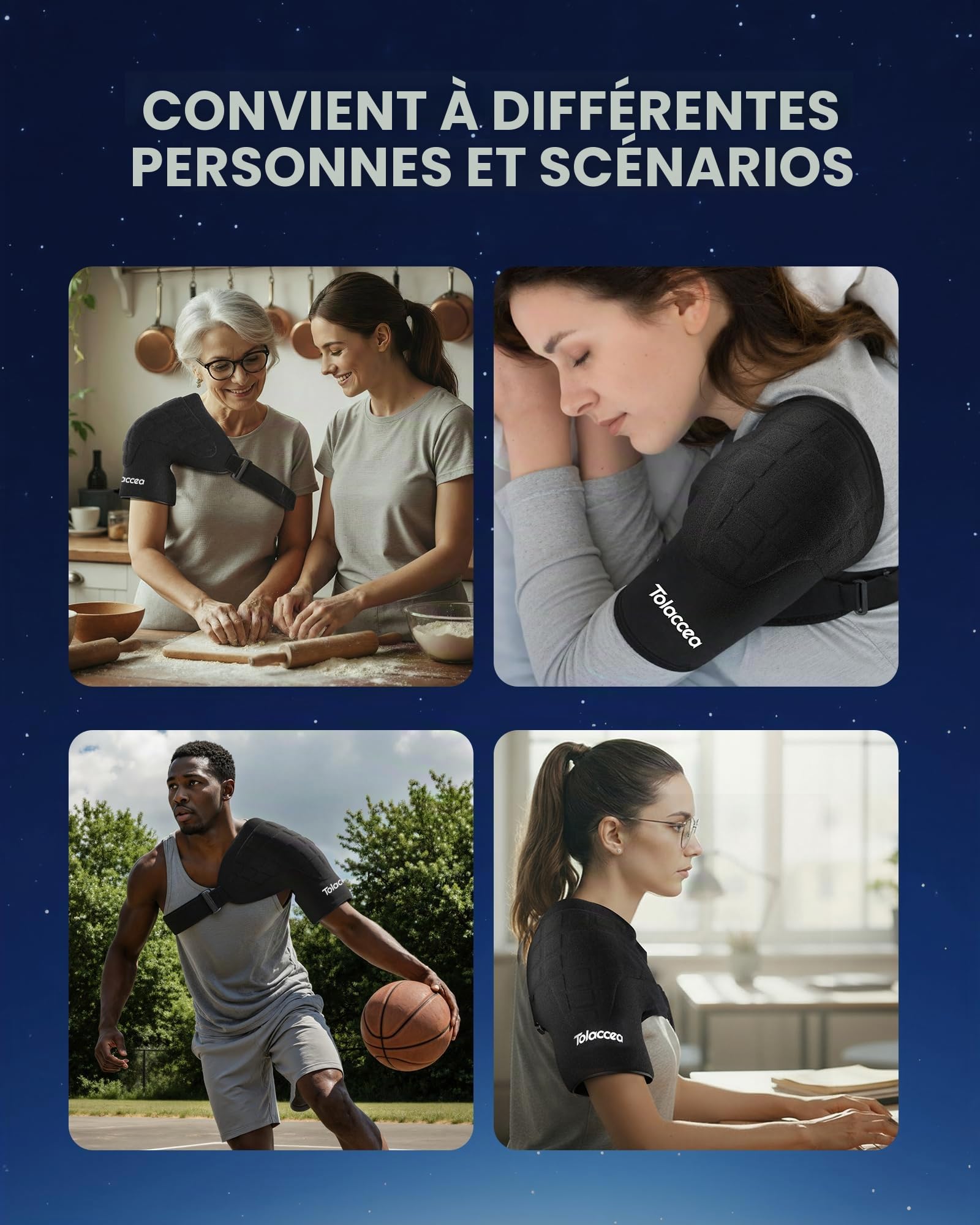 Tolaccea Épaulière de Compression Froid/Chaud Réutilisable avec Gel ColdFocus Triple Couche - Thérapie 40 Min pour Coiffe des Rotateurs, Tendinite, Récupération Post-Op (Universel)