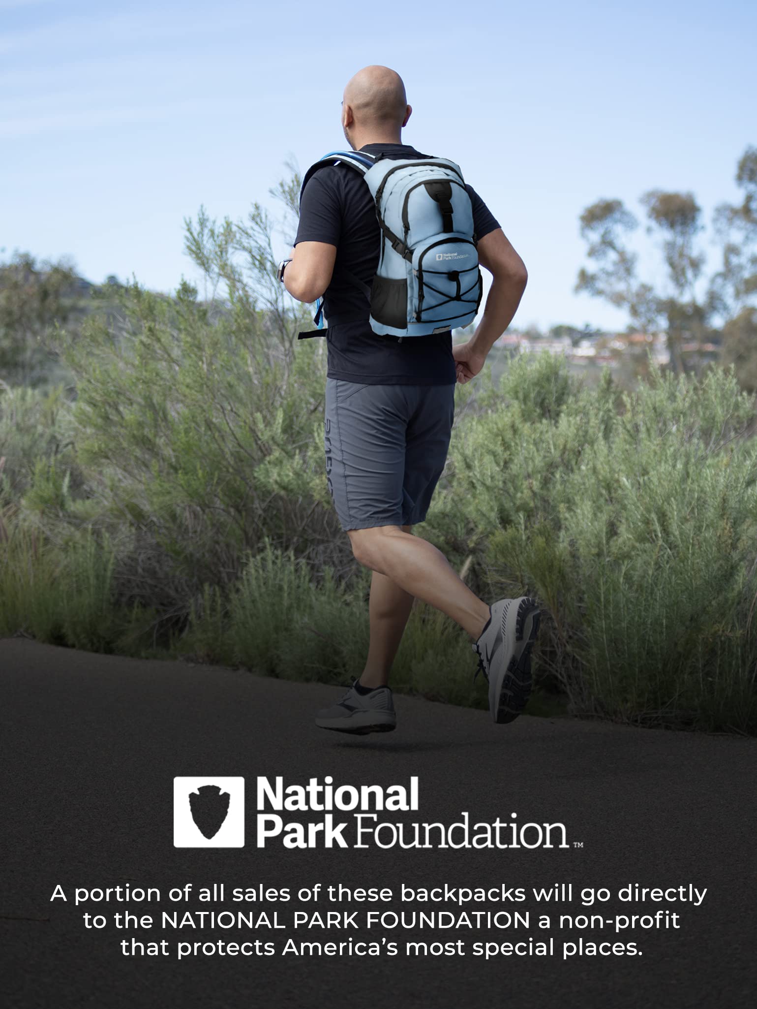National Park Foundation Sac à dos d'hydratation de 18 l avec sac à eau de 2 litres, sac à dos léger pour le cyclisme, la randonnée, la course, l'escalade, pour hommes, femmes et enfants (bleu)