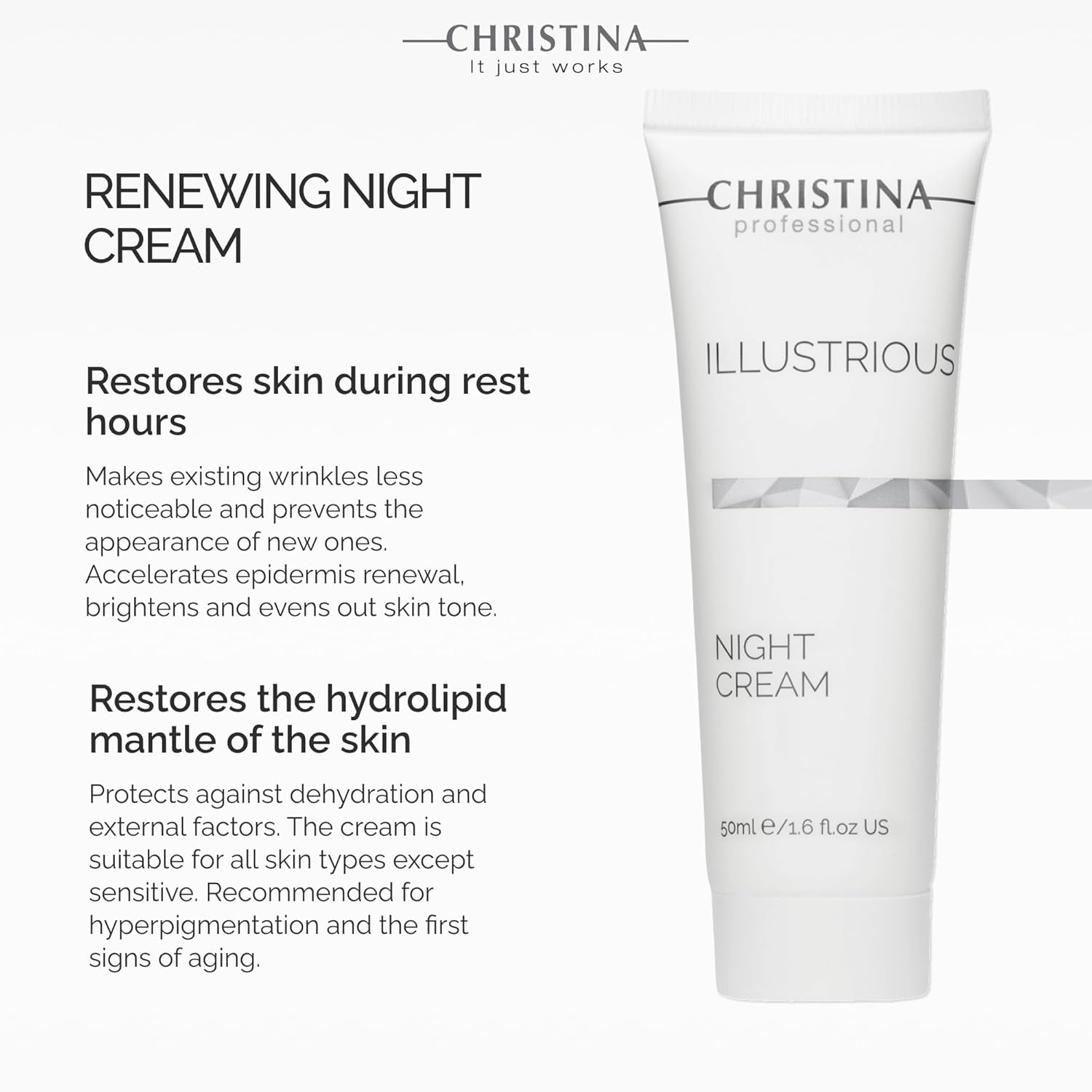 -CHRISTINA- Illustrious Night Cream with Retinol and Vitamin E | Night Cream for Face Rejuvenates and Moisturizes the Skin | Suitable for All Skin Types 50ml / 1.7 fl.oz - Image 3