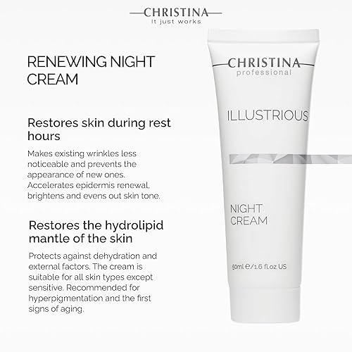 Miniatura 3 de -CHRISTINA- Illustrious Crema de noche con retinol y vitamina E  Crema de noche para el rostro rejuvenece e hidrata la piel  Adecuado para todo tipo