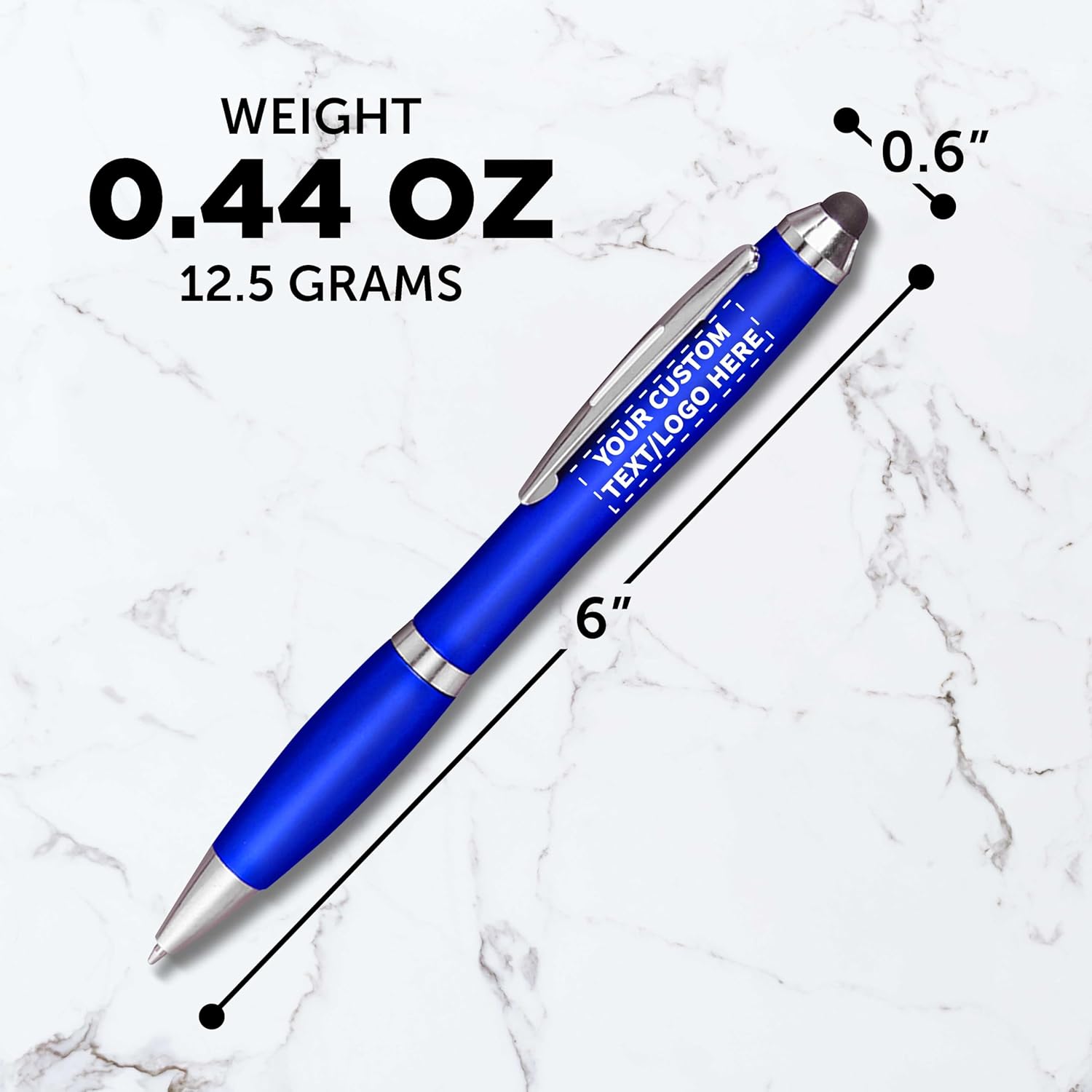 Personalized Stylus Pens, Set of 100 by DISCOUNT PROMOS- Plastic with Black Ink, Great for Office, Business, Tradeshows, Events- Blue