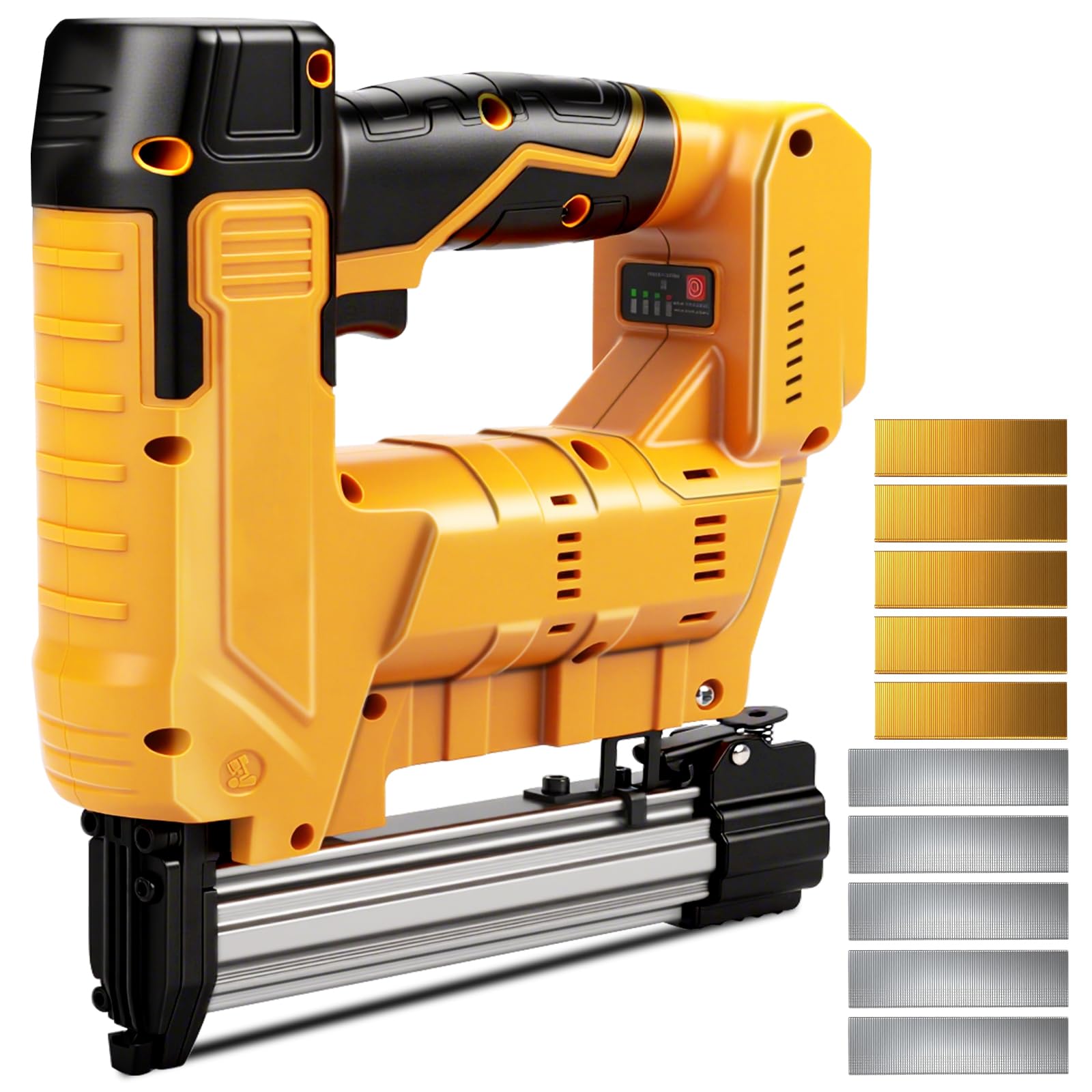Pistola per unghie da 18 GA compatibile con batteria Dewalt da 20 V, chiodatrice elettrica senza fili 2 in 1, 500 chiodi e 500 graffette incluse per la lavorazione del legno fai da te (senza batteria)