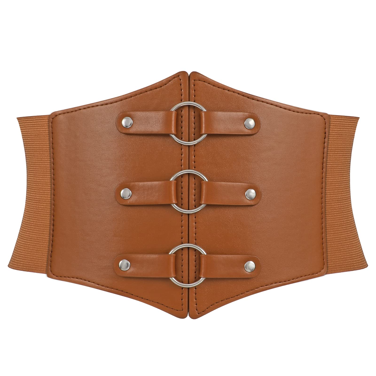 LEACOOLKEY Korsett-Gürtel für Damen, breiter, elastischer Wespie-Gürtel für Halloween-Kostüme, Schnür-Cinch-Taillengürtel für Kleider