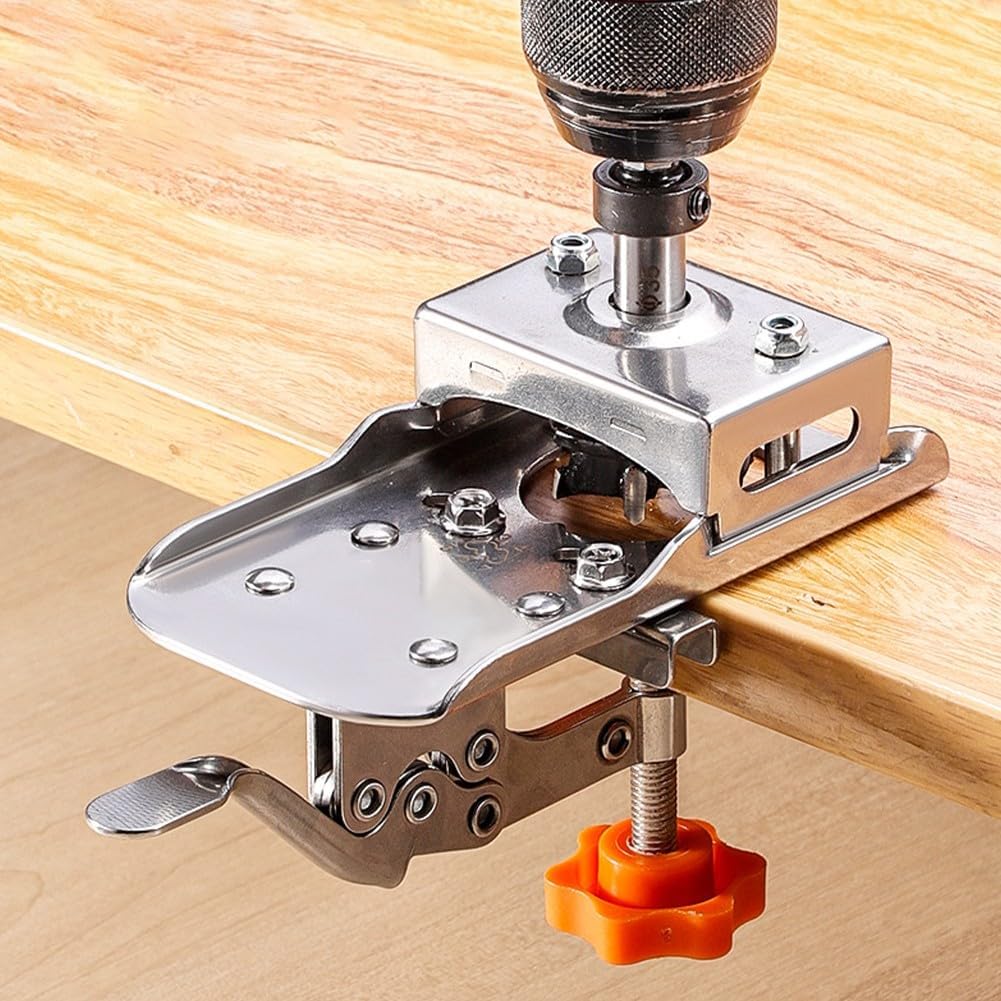 Metal Concealed Hinge Jig, 35mm Concealed Hinge Drilling Jig, Bits Woodworking Hole Drilling Guide Locator for Cabinet Hinge Mounting, Woodworking Cabinet Door Hinge(drilling jig)