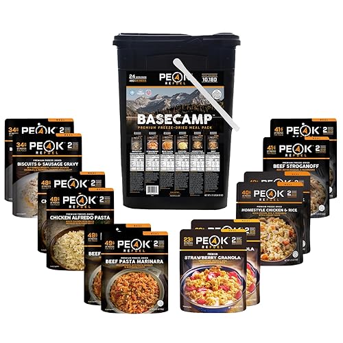 Miniatura 1 de Peak Refuel Basecamp Bucket  Premium Freeze Dried Variety Meal Pack  Backpacking and Camping Food  100% Real Meat  High Protein and Calories  MRE