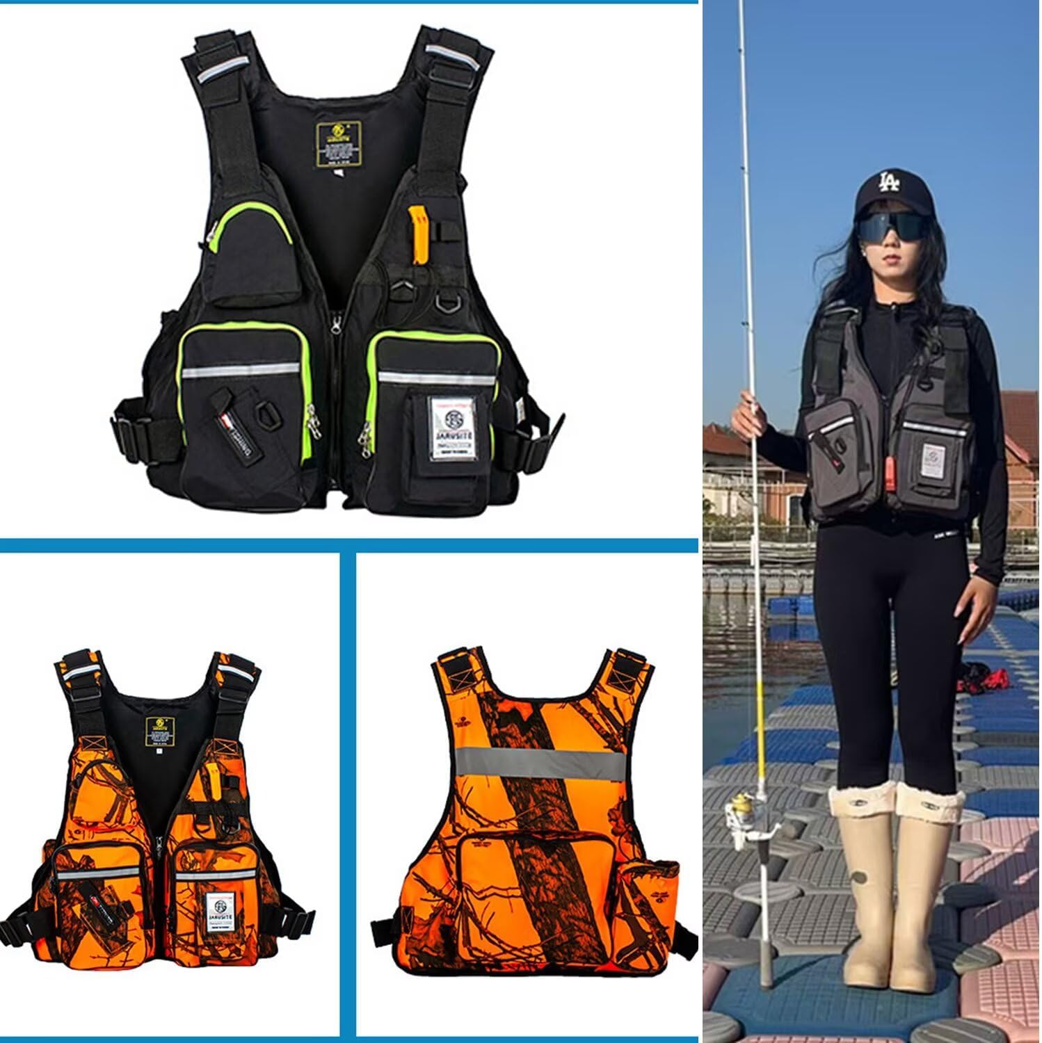 [Yucahype] フィッシングベスト ライフジャケット フローティングベスト 男女兼用 救命胴衣 反射シート付き 大容量 浮き力