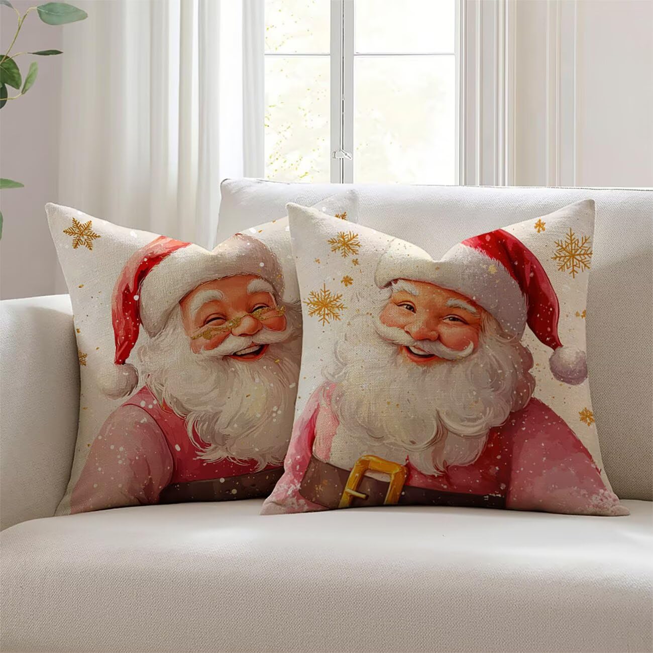 Housses de coussin en lin déperlant Lejnlnng 22x22inch imperméables et résistantes