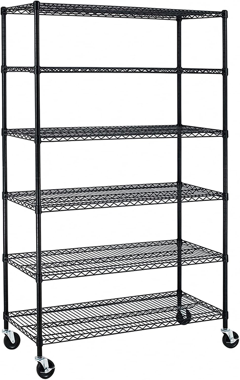 Storage Metal Shelf Wire Shelving Unit with Wheels 82"x48"x18" Sturdy Steel Heavy Duty 6 Tier Layer Rack with Casters for Restaurant Garage Pantry Kitchen Garage Rack Black : Home & Kitchen