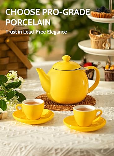 Miniatura 66 de Sweese Teteras para té, tetera de porcelana de 27 onzas con infusor extraíble de acero inoxidable, teteras para té suelto, color blanco Blanco,Verde