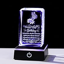 Ornalrist Happy 80th Birthday Gifts for Women Mum Glass Etched Keepsake with LED Light Base Collectible 80th Birthday Presents for Friend Grandma Turning 80 Years Old