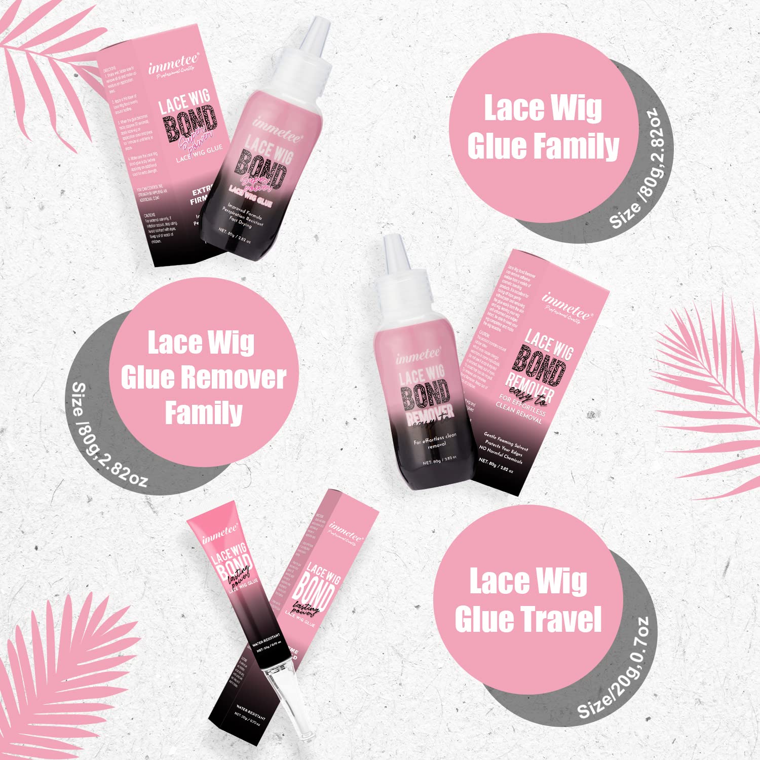 immetee Pegamento Para Peluca,Lace Glue Para Pelucas,Resistente al Agua Pegamento Invisible,Adhesivo Invisible Formulado Para Piel Grasa,Para Pelucas de Encaje y Postizos.20g
