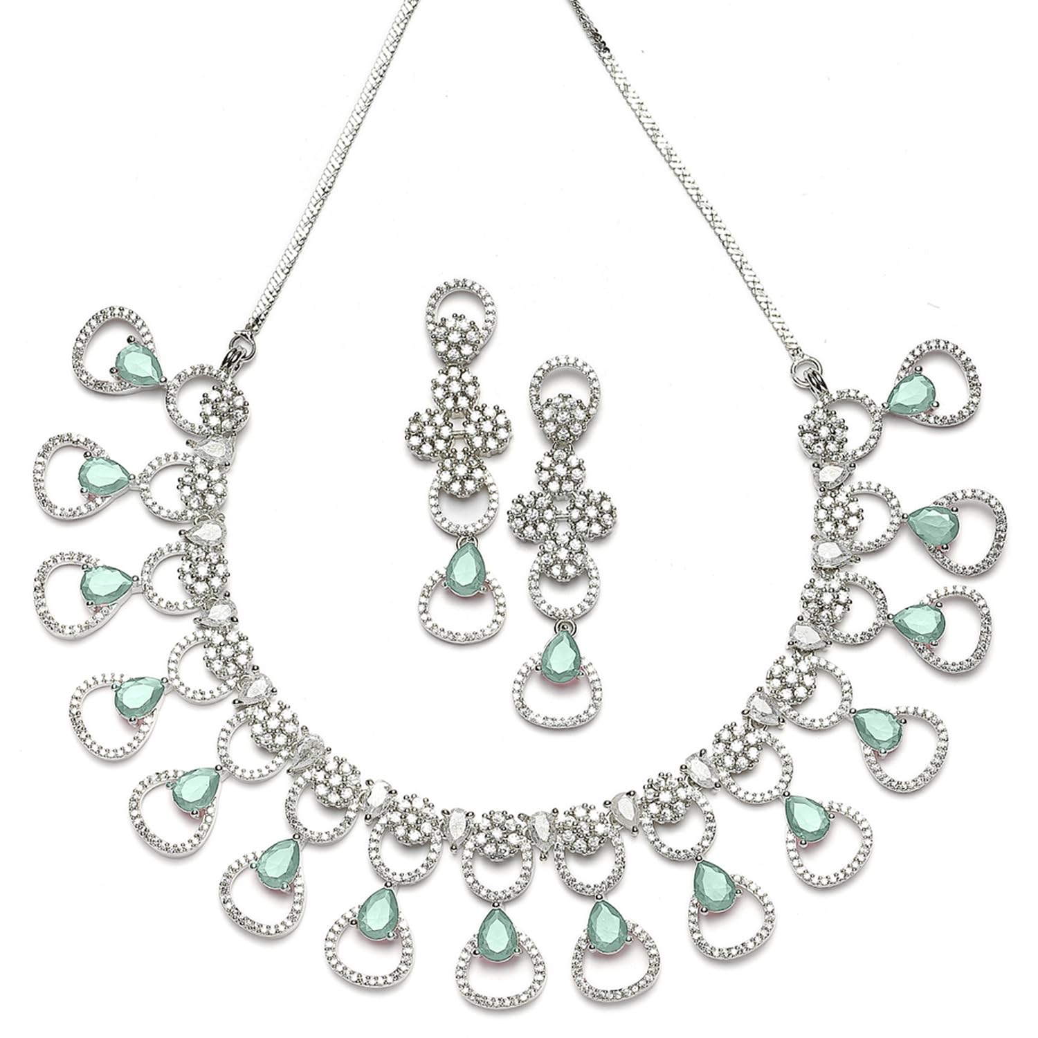Shining Diva Fashion Fancy Latest Stylish Design American Diamond Necklace Jewellery Set for Women (14931s) (Green) (B0CCJHX9QX) Amazon Price History, Amazon Price Tracker