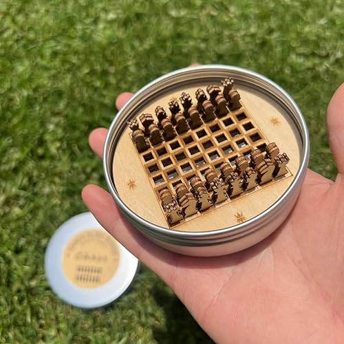 Miniatura 7 de Mini juego de ajedrez con estuche de metal, juego de mesa de viaje portátil de 3.7 pulgadas para adultos y niños, regalo único para los amantes del
