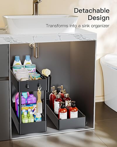 Miniatura 9 de Pipishell Carrito de almacenamiento delgado con ruedas, organizador de baño de 3 niveles y carrito de almacenamiento, carritos rodantes para baño,