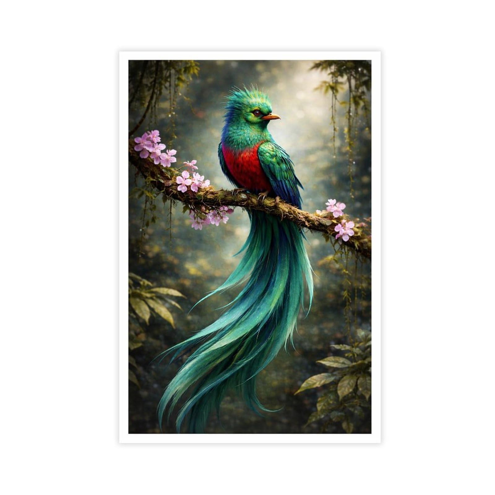 Qnvjqkdsi Unframe Quetzal Bird Art, Tropical Jungle Canvas Poster Bedroom Decor Landscape Office Room Decor Gift 24" L X 36" W