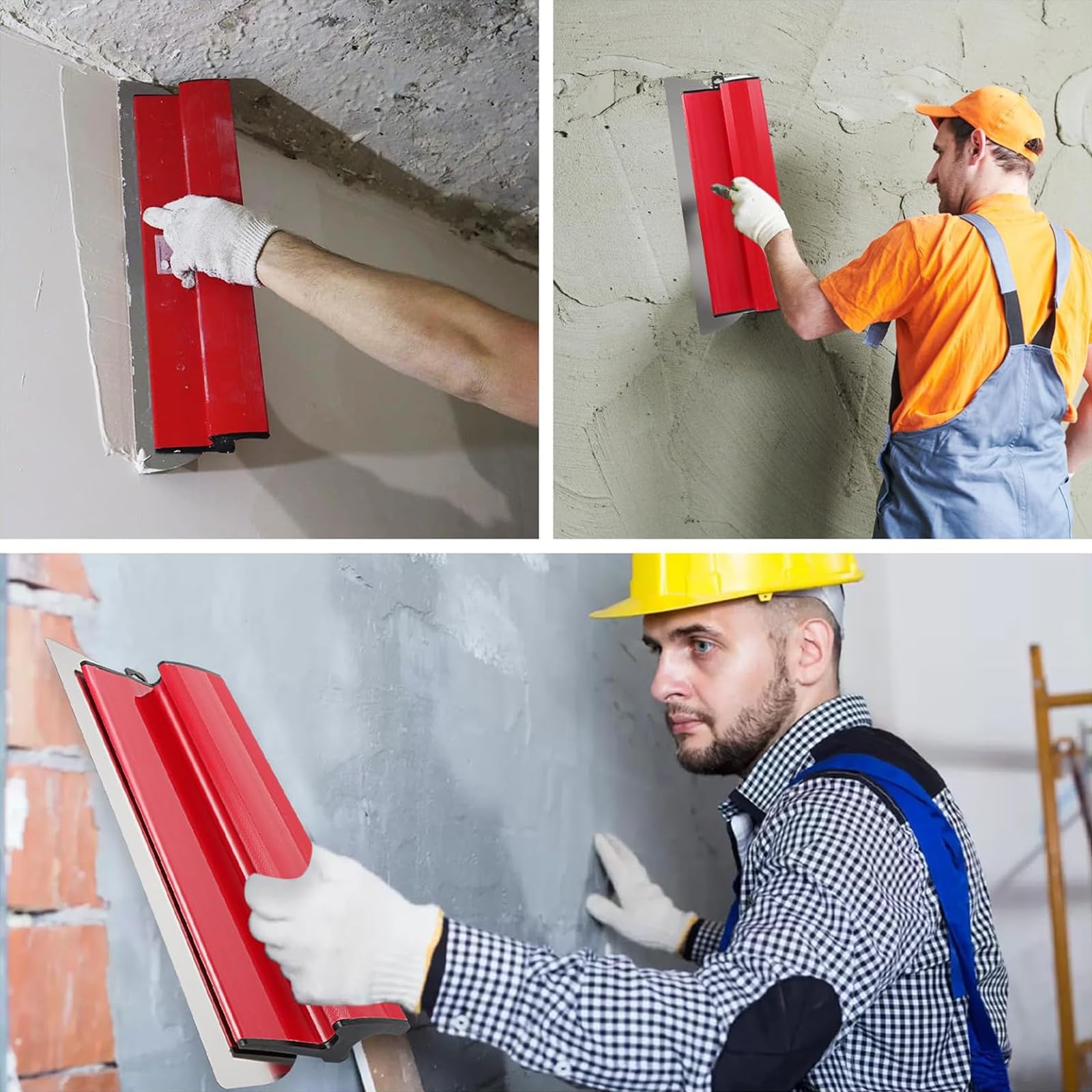 Spatola per Stucco 40CM/16 Inch, Frattazzo per Rasatura, Strumento di Intonacatura con 2 x Spugna di Levigatura 120 Grana, Lama Sostituibile in Acciaio Inox 0,3 MM, Cartongesso Attrezzi Per Muro
