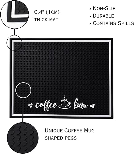Miniatura 3 de Tapete de goma prémium para café y café expreso, antideslizante, absorbente y multiusos, decoración de accesorios para cafetera, tapete para