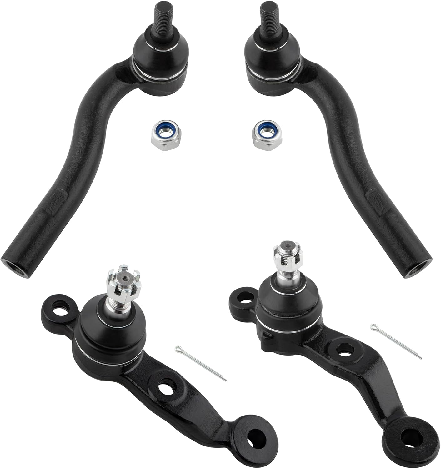 BOXI (Set of 4) Front Lower Ball Joints + Outer Tie Rods Fit for Lexus GS300 1998-2005 / GS400 1998-2000 / GS430 2001 2002 2003 2004 2005 / SC430 2002-2010 | Replace K500102 K500101 ES80584 ES80585
