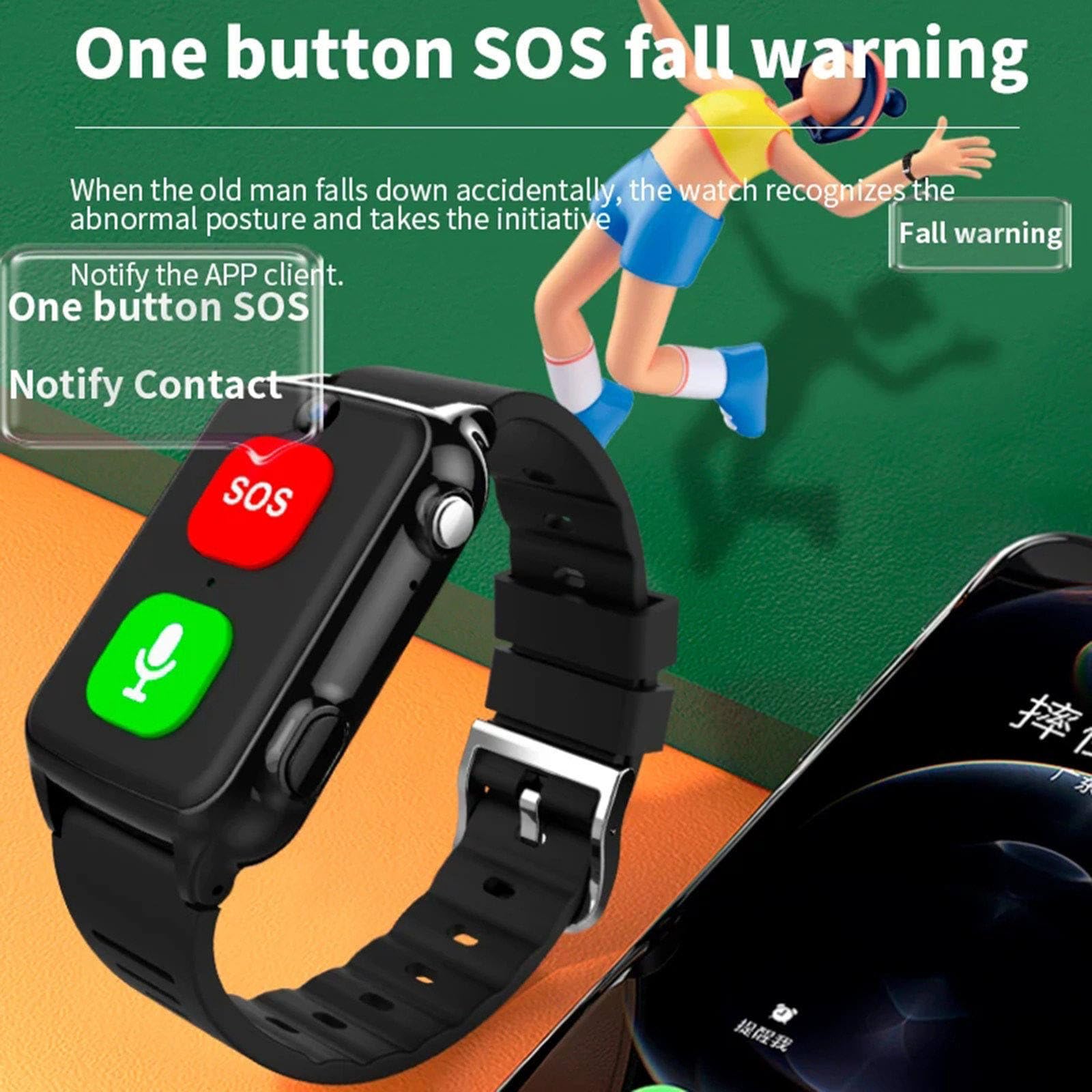 Montre Connectée Anti-Perte pour Seniors avec Caméra B
