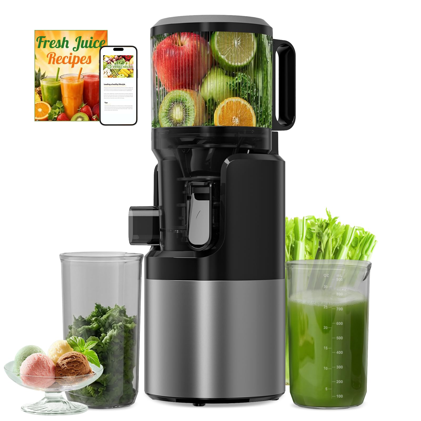 XTKKGFBIR 3-in-1 Cold Press Juicer Machine