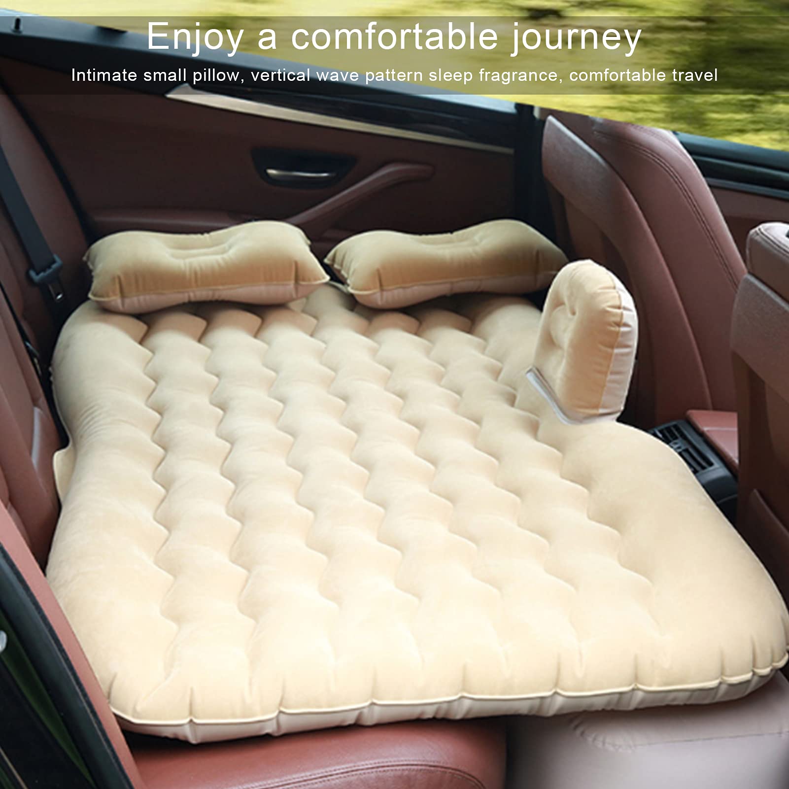 Sorandy Materassino Auto con Blocchi di Sicurezza, 132 X 80cm per Viaggio | Materiale PVC, pompa elettrica 12V, adatta per berline, riduzione del rumore, uso in campeggio