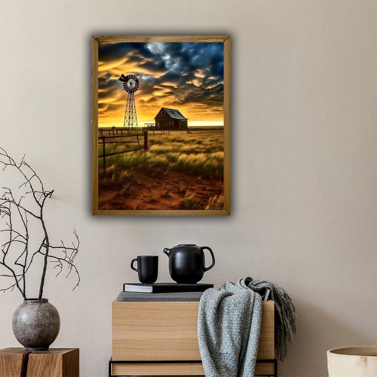 TUTUMAY21 Beauty Farm Windmill Diamond Painting Kits, Landscape Windmill Diamond Art for Adults, for Home Wall Decor Bedroom Decor or Gifts 12x16inch